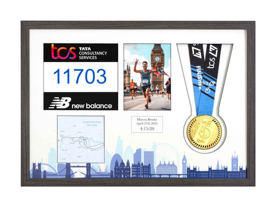 London Marathon 2025 - Medal / Photo / BIB Frame
