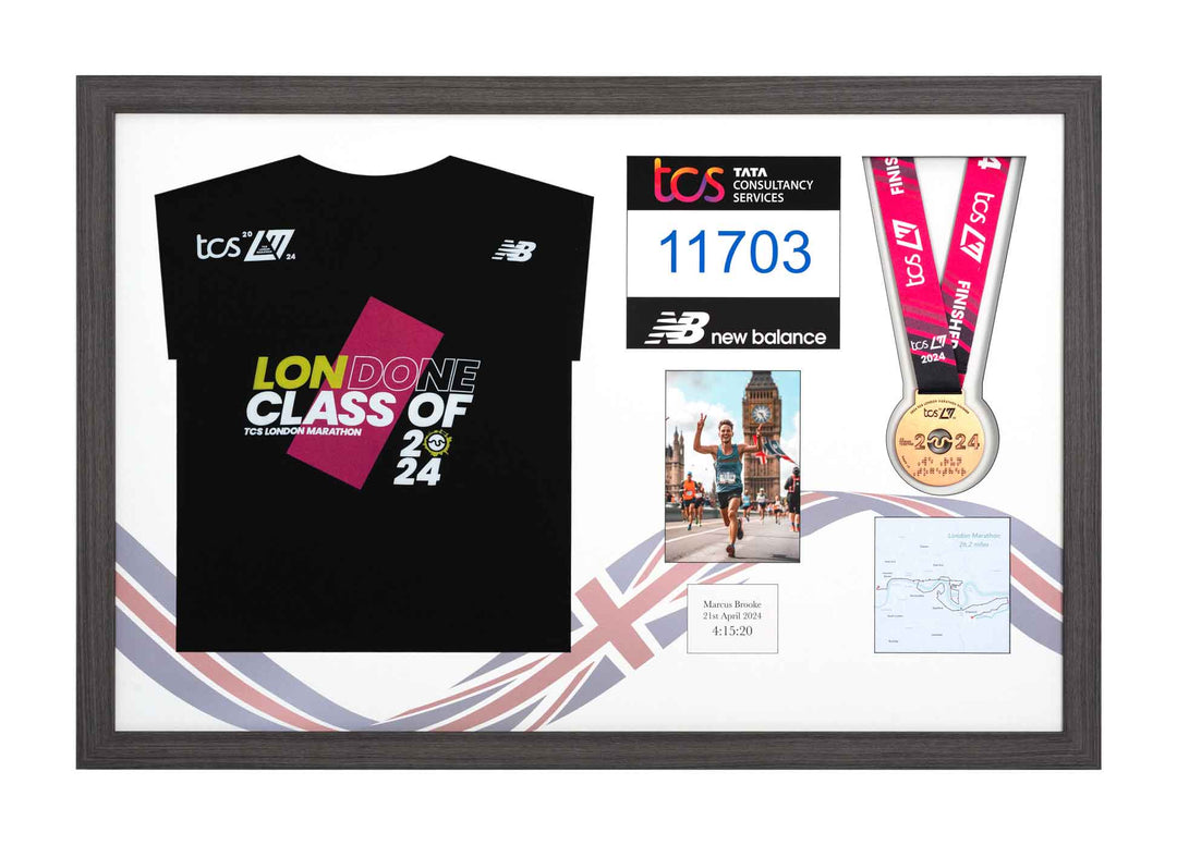 London Marathon 2024 - Medal / Photo / BIB / Shirt Frame