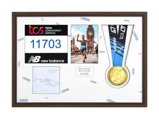 London Marathon 2025 - Medal / Photo / BIB Frame
